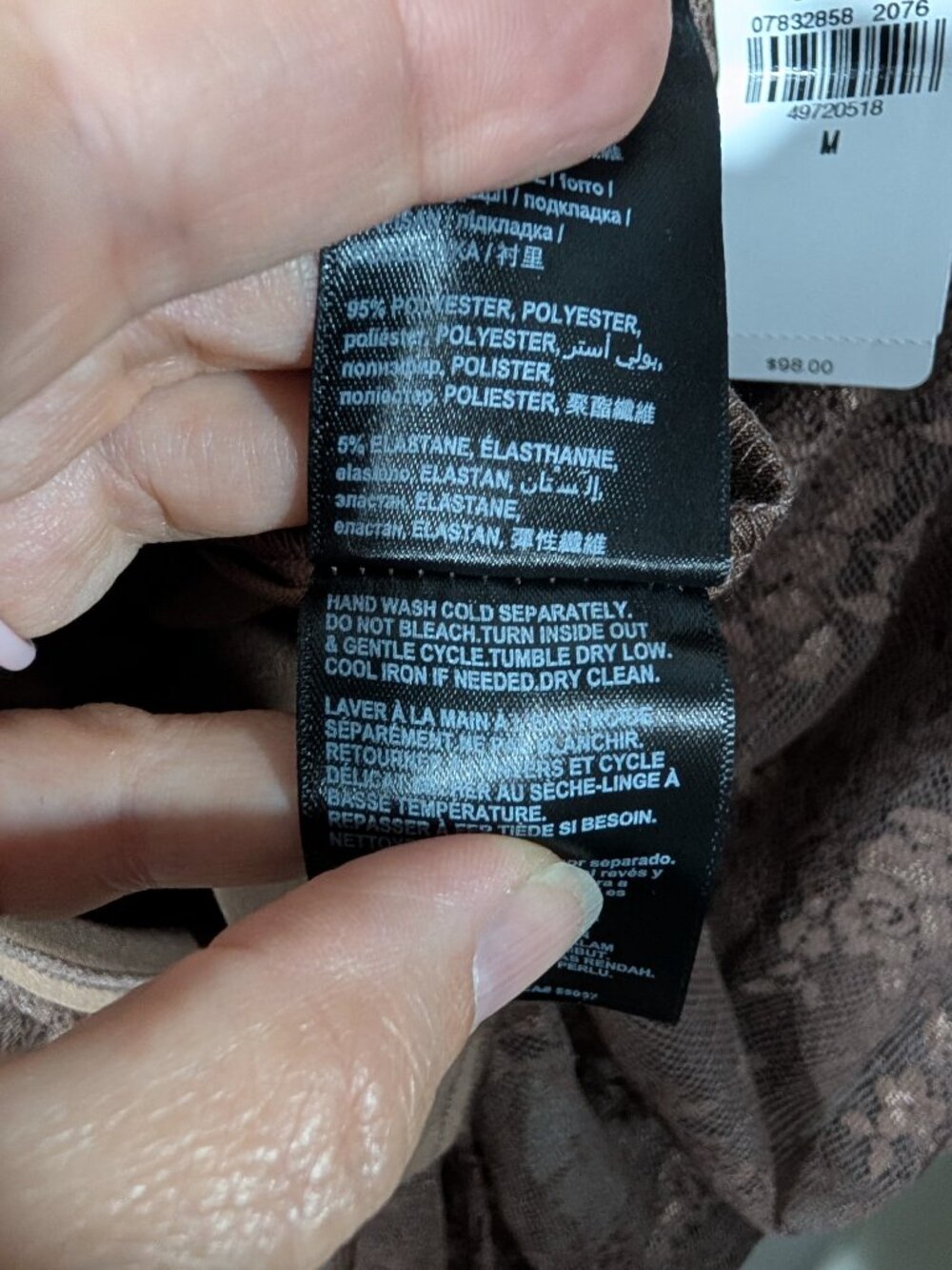 EXPRESS Long Sleeve Mock Neck Lace Maxi Dress Women's Size M Cocoa, Sexy, 1321 - Picture 13 of 13